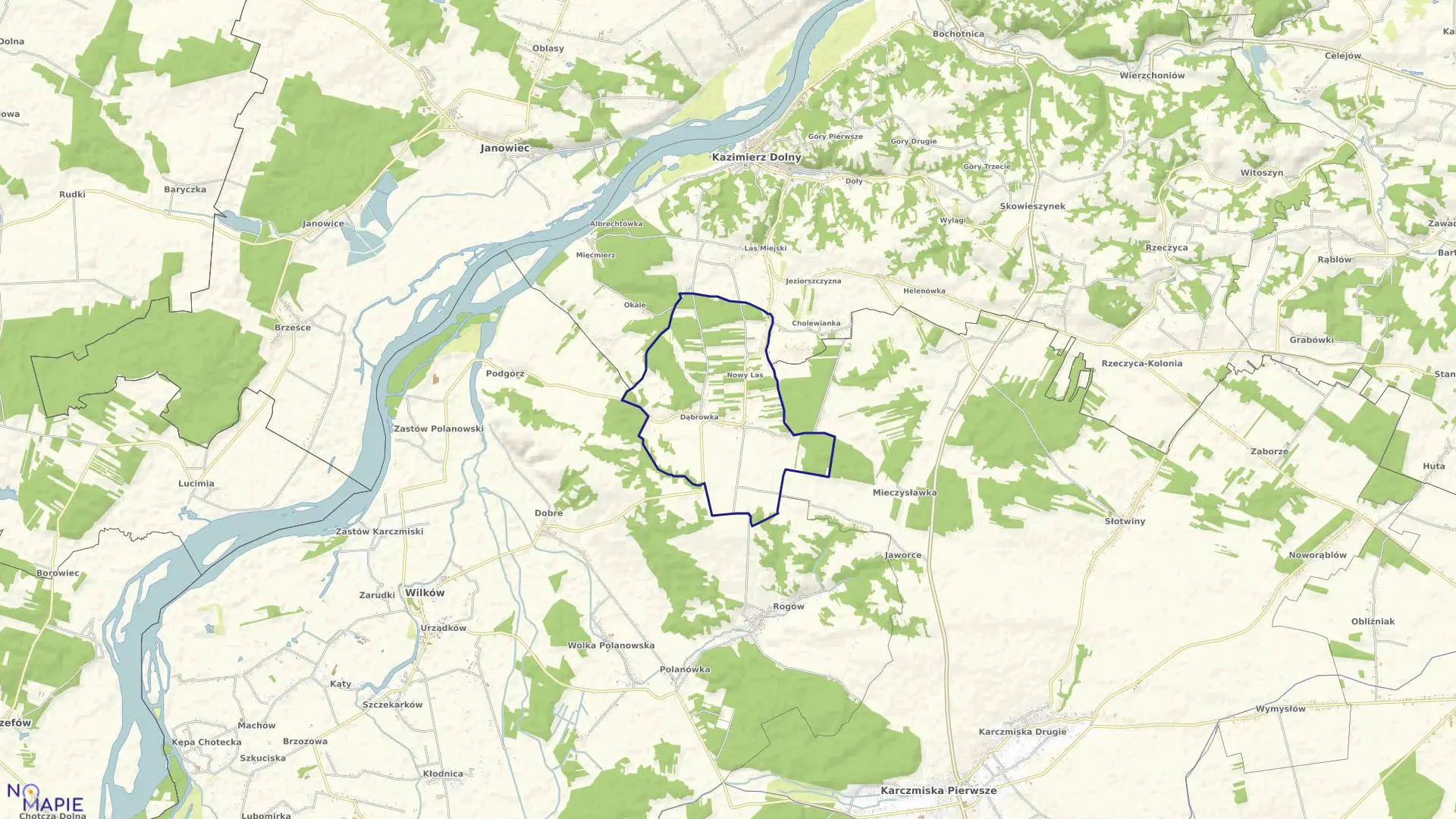 Mapa obrębu DĄBRÓWKA w gminie Kazimierz Dolny