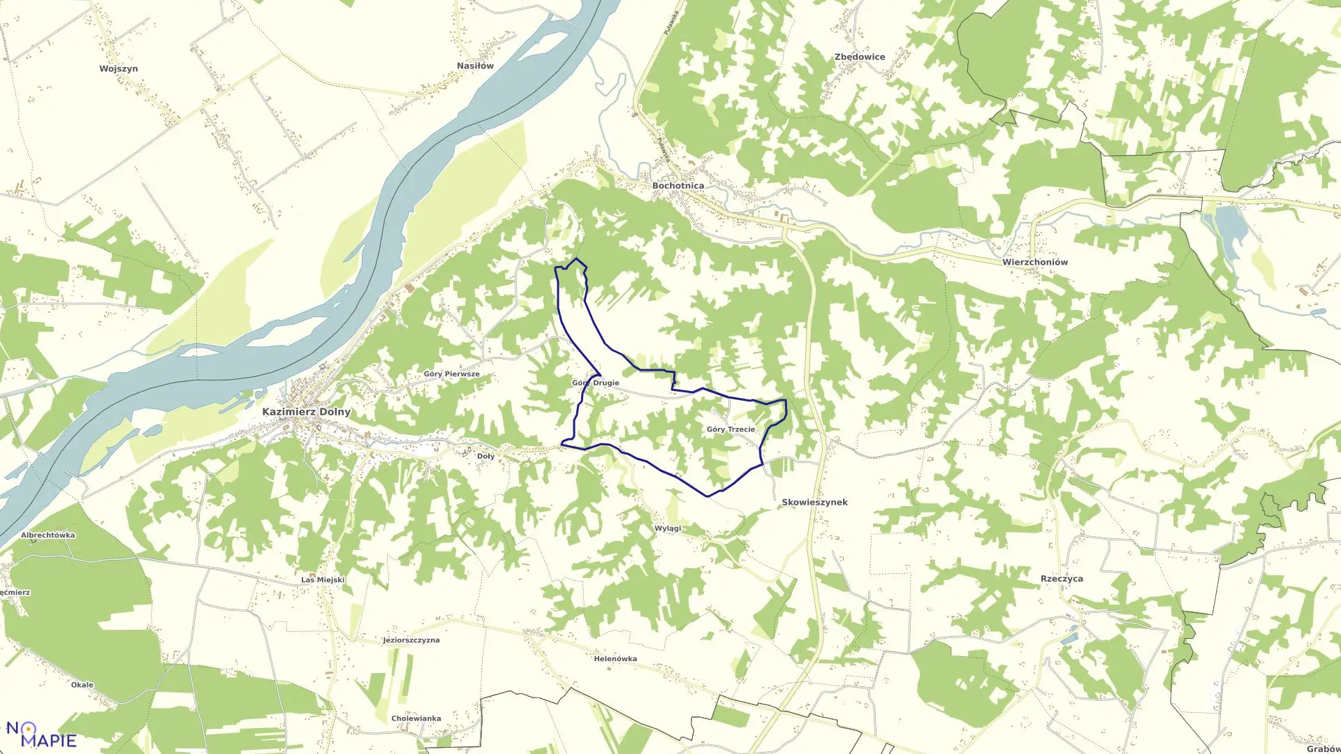 Mapa obrębu GÓRY w gminie Kazimierz Dolny