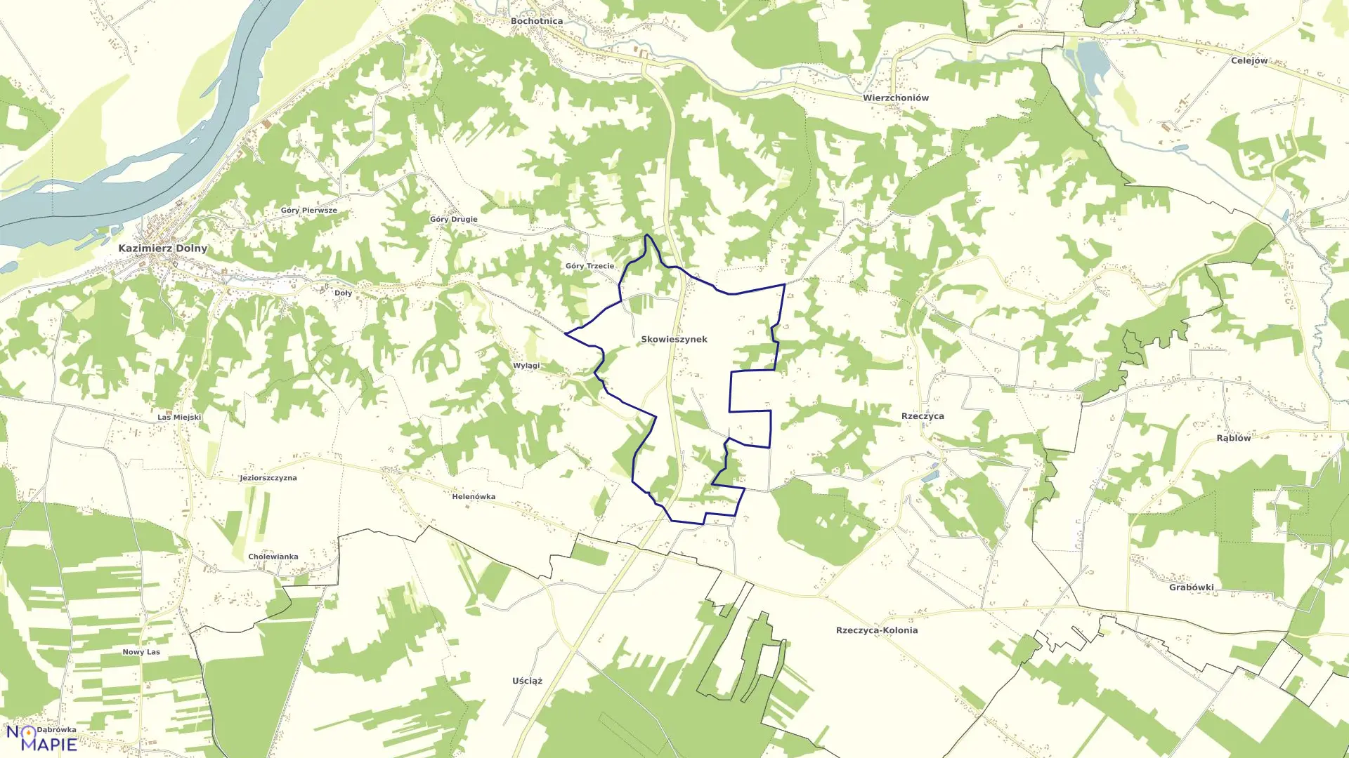 Mapa obrębu SKOWIESZYNEK w gminie Kazimierz Dolny